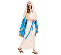 DAGLLGEW Costumes bibliques pour Femmes, Costume Religieux de la Vierge avec Jupe, Cape, Foulard et Ceinture pour Cosplay de Noël, Costume Cosplay M, Noël, Jésus