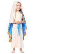 DAGLLGEW Costumes bibliques pour Filles, Costume de Noël de la Vierge Comprenant Une Jupe avec Cape, Un Foulard Blanc et Une Ceinture, Costumes Sainte Religieuse pour Cosplay, L biblique pour fem