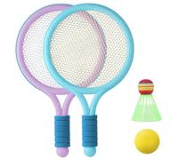 DAGLLGEW Ensemble de Badminton pour Enfants (4 pièces) Ensemble de Raquette Tennis pour Enfants interactif, sûr et Amusant, Comprenant 2 Raquettes, 2 balles différentes Sports Plein air pour Enfant