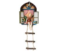 DAGLLGEW Fée Jardin Fenêtre Statue Miniature Fille Échelle Suspendue Arbre Sculpture Micro Paysage Ornement Décoration Conte De Fées Jardin Miniature Ornement Fille Suspendue Arbre Sculpture