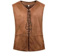 DAGLLGEW Gilet médiéval marron foncé rétro Viking Renaissance pour homme, costume gothique steampunk pirate pour Halloween Cosplay, taille M, costume steampunk viking Renaissance