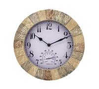 DAGLLGEW Horloge Murale Suspendue avec thermomètre étanche, Horloge de Jardin extérieure