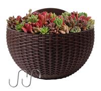 DAGLLGEW Jardinière Murale Demi-Ronde Imitation rotin, Suspension Murale Verticale avec Crochets en S, Pots décoratifs pour Plantes, Jardin intérieur, Balcon, Balustrade, étagère, clôture Suspendue