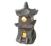 DAGLLGEW Lampes solaires d'extérieur, lanternes japonaises en Pierre de pagode en résine, décoration de Jardin Zen pour Cour, Patio, allée, Statue Jardin pagode, lumières solaires, Figurine d'extér