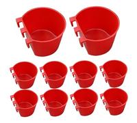 DAGLLGEW Lot de 10 mangeoires à Oiseaux suspendues pour Cage, 227 g, pour Lapins, Pigeons, perruches, volailles, avec Crochet, mangeoire à Poulet Rouge Suspendue