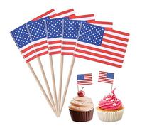 DAGLLGEW Lot de 100 Mini Drapeaux américains sur bâtons, Drapeaux Alimentaires, Cure-Dents pour Cupcakes, Mini bâton de Cocktail, décor Drapeau pour fête l'indépendance, Bar, Nourriture sur bâtons
