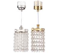 DAGLLGEW Lot de 2 lustres LED en Cristal pour Maison de poupée, 10 cm, échelle 1/12, alimentés par Piles, luminaires Luxe pour Maison poupée, Accessoires décoration