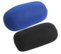 DAGLLGEW Lot de 2 oreillers en microbilles, 11, 8 x 6, 3 Pouces, Oreiller cylindrique Doux, Coussin Tubulaire pour la tête, Le Cou et Le Dos (Noir + Bleu), Oreiller Cervical, Rond, cervica