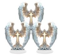 DAGLLGEW Lot de 3 Croix décoratives en Forme d'ailes d'ange en Acrylique 2D, idéales pour Un Bureau, Un Salon ou Coin de Bureau, 19 x 21 cm