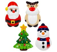 DAGLLGEW Lot de 4 Boules Anti-Stress de Noël avec Père Noël, Bonhomme Neige, élan, Arbre, Jouet Mignon Anti-Stress, Balle Souple en Vrac pour Enfants et Adultes