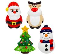 DAGLLGEW Lot de 4 Boules Anti-Stress de Noël avec Père Noël, Bonhomme Neige, élan, Arbre, Jouet Mignon Anti-Stress, Balle Souple en Vrac pour Enfants et Adultes