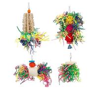 DAGLLGEW Lot de 4 Jouets pour Oiseaux, Jouets Suspendus pour perruches, déchiquetage de Papier, Accessoires pour Cage à Oiseaux, pour Conures, calopsittes, perruches, inséparables, perroquets