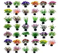 DAGLLGEW Lot de 40 Plantes artificielles pour Aquarium, 2, 5 x 5 cm, réalistes et faciles d'entretien, avec Base en Pierre, pour décoration d'aquarium Domestique et de Bureau, Style aléatoire.