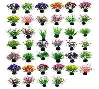 DAGLLGEW Lot de 40 Plantes artificielles pour Aquarium, 2, 5 x 5 cm, réalistes et faciles d'entretien, avec Base en Pierre, pour décoration d'aquarium Domestique et de Bureau, Style aléatoire