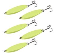 DAGLLGEW Lot de 5 leurres de pêche en Forme cuillère, leurre Truite réfléchissant 5 g avec 3 hameçons, leurres rotatifs en métal pour Eau Douce et Eau salée, leurre Couleur Lumineuse