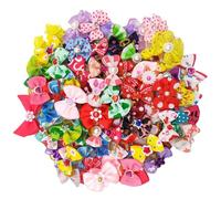 DAGLLGEW Lot de 50 nœuds pour Cheveux de Chien, Accessoires Mignons pour Chien avec élastiques et Strass et Perles, Parfaits pour Le toilettage des Chats, Chiots, Chatons Lapins.