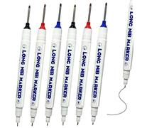 DAGLLGEW Lot de 6 marqueurs à pointe longue, stylos de marquage trous 20 mm profondeur, stylo marquage en métal étanche à séchage rapide, marqueurs construction pour charpentiers, constructeurs