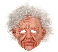 DAGLLGEW Masque de vieil homme, masque effrayant en latex réaliste de vieil homme avec des cheveux blancs, décorations d'Halloween effrayantes pour la fête cosplay d'Halloween facial réal