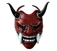 DAGLLGEW Masque Oni, Masque Hannya Japonais Effrayant en Latex Complet avec et Corne de bœuf, Masques de Diable d'horreur 11x9, 5 pour Halloween, Mascarade, Accessoires Cosplay, Diable Japonais sa