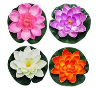 DAGLLGEW Nénuphar Artificiel en Mousse, Fleur de Lotus, décor d'étang pour étang, Patio, Jardin, Piscine, 4 pièces, Fleurs flottantes pour étangs, décor de nénuphar avec