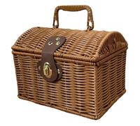 DAGLLGEW Panier de Pique-Nique en Osier, Panier en Osier de 8 × 6 Pouces avec Couvercle et poignée, Valise tissée Rangement en rotin pour fête Mariage, Accessoires Photographie Voyage avec couverc