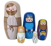 DAGLLGEW Poupées gigognes 5 pièces Crèche de Noël de Jésus Peinture exquise Poupées en Bois pour Noël Pâques Anniversaire Poupée Russe Poupée Matriochka gigognes pour Enfants pour