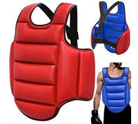 DAGLLGEW Protection de Corps de Boxe, Plastron réversible, équipement Taekwondo réglable, équipement d'entraînement Boxe en éponge Rouge et Bleu, pour l'entraînement