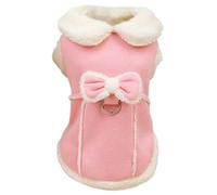 DAGLLGEW Pull Polaire pour Petit Chien et Fille - Manteau Chaud en Polaire - Gilet Doux avec nœud et Anneau en D - Vêtements d'hiver Mignons avec Collier Pelucheux pour Fournitures 'Hiver - Manteau S