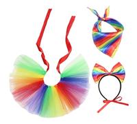 DAGLLGEW Vêtements de fierté pour Chien, Tenue pour Chien avec Bandeau Arc-en-Ciel, Collier écharpe et Jupe, vêtements pour Animaux de Compagnie pour la fête du Mois la fierté Gay, Costume pour, Jupe