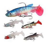 DAGORD 5 pièces Leurres de Pêche Souples Leurre Peche au Bar Leurre de Pêche Bionique Leurre Souple avec Tête Plombée Hameçon Triple Leurre Peche Carnassier pour Brochet Truite Bar Sandre Carpe