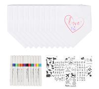 DAGORD Ensemble de Bavoir à Peindre 10 pièces Bavoirs Bebe Naissance Coton Blanc avec 12 Marqueurs Textile et 6 Pochoirs de Peinture - Bavoir Bébé Triangle Absorbant pour Baby Shower Garçon Fille