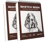 DagouColor 100 Pages Reliure Spirale Carnet de Dessin Sketch Book, Cahier de Croquis Papier sans Acide, pour Enfant et Adultes D'artiste, 100gsm, 22.9CM X 30.5CM(Pack of 2)