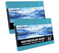 DagouColor Aquarelle Carnet Dessin, 5.5"x8.5", 2 Pack, 30 Feuilles, 300GSM Papier Couleur D'eau Pressé Froid, Couverture Tissu Livre D'artiste Pour Les Artistes Débutants Adultes Enfants, Peinture