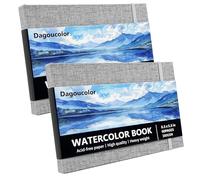 DagouColor Aquarelle Carnet Dessin, 5.5"x8.5", 2 Pack, 30 Feuilles, 300GSM Papier Couleur D'eau Pressé Froid, Couverture Tissu Livre D'artiste Pour Les Artistes Débutants Adultes Enfants, Peinture
