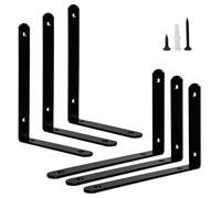Dagran 6 Pièces Support d'Étagères Muraux 20x14cm Équerres Métalliques Noir
