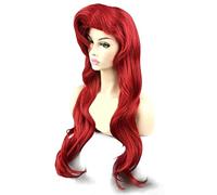 Dagua Perruque Cosplay Anime,Ariel Perruque,Red Long Wavy Perruque,avec Filet de Cheveux Gratuit,pour Fête Carnaval Halloween Perruques(Size:Style 2)