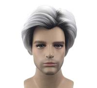 Dagua Perruque Cosplay Anime,Carlos Perruque,Short Black White Mens Perruque,avec Filet de Cheveux Gratuit,pour Fête Carnaval Halloween Perruques