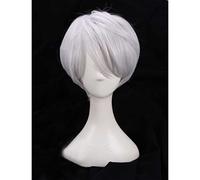 Dagua Perruque Cosplay Anime，Fire Emblem Robin Perruque，Silver Short Perruque，avec Filet de Cheveux Gratuit，pour Fête Carnaval Halloween Perruques