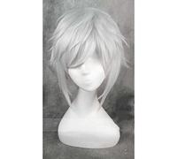 Dagua Perruque Cosplay Anime,Gintama Ginko Sakata Perruque,Silver White Short Perruque,avec Filet de Cheveux Gratuit,pour Fête Carnaval Halloween Perruques
