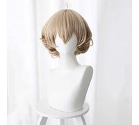 Dagua Perruque Cosplay Anime,Invented Inference Iwanaga Kotoko Perruque,Short Brown Curly Bob Perruque,avec Filet de Cheveux Gratuit,pour Fête Carnaval Halloween Perruques