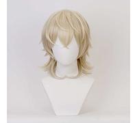 Dagua Perruque Cosplay Anime,Sarazanmai REO Niiboshi Perruque,Light Blonde Short Perruque,avec Filet de Cheveux Gratuit,pour Fête Carnaval Halloween Perruques