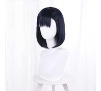 Dagua Perruque Cosplay Anime,Summer Time Rendering Mio Kofune Perruque,Black and Blue Short Bob Perruque,avec Filet de Cheveux Gratuit,pour Fête Carnaval Halloween Perruques