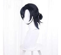 Dagua Perruque Cosplay Anime,Summer Time Rendering Shinpei Ajiro Perruque,Black and Blue Short Ponytail Perruque,avec Filet de Cheveux Gratuit,pour Fête Carnaval Halloween Perruques