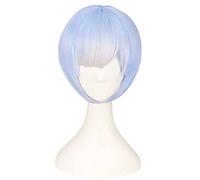 Dagua Perruque Cosplay,Perruque de Cosplay Re Zero Starting Life in Another World REM,Short Blue Perruque,avec Filet de Cheveux Gratuit,Halloween Costume Cosplay,pour Fête Carnaval Noël