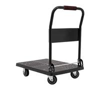 DAHAD Chariot de transport pliable, chariot à plateforme, capacité de charge jusqu'à 150 kg, aide au transport avec roulettes pivotantes, chariot pliable silencieux en acier pour ménages, logistique