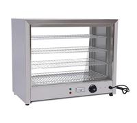 DAHAD Gastro Vitrine de maintien au chaud à 4 niveaux, 800 W, récipient de maintien au chaud avec cadre en acier inoxydable et porte en verre, vitrine de maintien au chaud pour pizza, hamburger