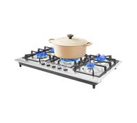 DAHAD Plaque de cuisson à gaz, 5 feux, au gaz naturel, encastrable, autonome, avec protection thermique automatique, NG/LPG, convertible, cuisinière à gaz pour cuisines privées ou commerciales