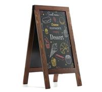 DAHAPYBOO Tableau à sandwich 101,6 x 50,8 cm en pin massif marron rustique, cadre en A, tableau noir pour l'extérieur et tableau noir, chevalet/support, tableau noir pour menu.