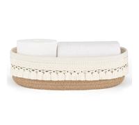 Dahey Panier de rangement tissé en macramé pour réservoir de toilettes, décoration bohème, panier à papier toilette pour salle de bain, plateau de réservoir de toilettes pour comptoir, table, chambre