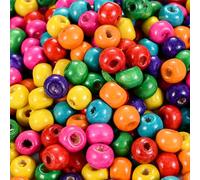 DAHI 1000 Perles en Bois Colorées Rondes - 7 x 8 mm - Perle Bois Naturel Multicolores, pour Loisir Creatif DIY et Fabrication de Bijoux